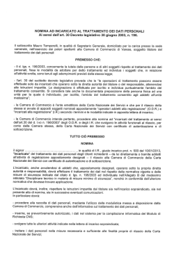 NOMINA AD INCARICATO AL TRATTAMENTO