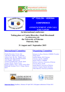 An international conference Taking place at Centro Ricerche e Studi
