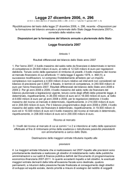 Legge 296/06 - Finanziaria 2007
