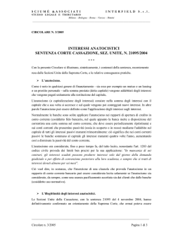 interessi anatocistici sentenza corte cassazione