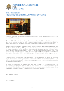 THE PRESIDENT HIS EMINENCE CARDINAL GIANFRANCO RAVASI