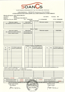 Rilasciato alla impresa: EDIL HOUSE 2000 S.R.L. con sede in: ROMA