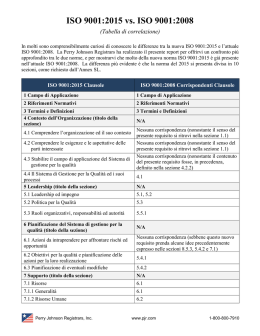Tabella di Correlazione ISO 9001:2015 e ISO 9001:2008