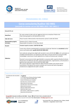 Corso consulente/Auditor ISO 9001