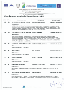 istanze ammissibili non finanziabili