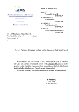 variazione prezzi tabacchi 19 sett 2011