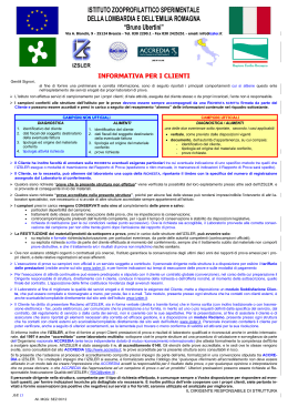 Informativa ai clienti - IZS della Lombardia e dell`Emilia Romagna