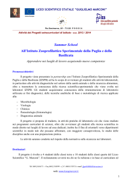 Summer School All`Istituto Zooprofilattico Sperimentale della Puglia