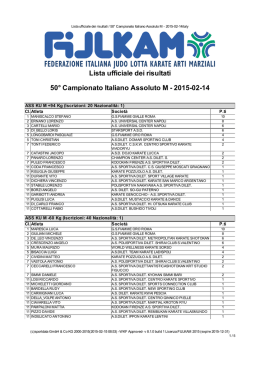 Lista ufficiale dei risultati 50&deg; Campionato Italiano Assoluto