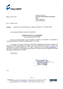 Visualizza il certificato - Istituto Ortopedico Galeazzi