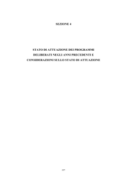 sezione 4 stato di attuazione dei programmi deliberati negli anni