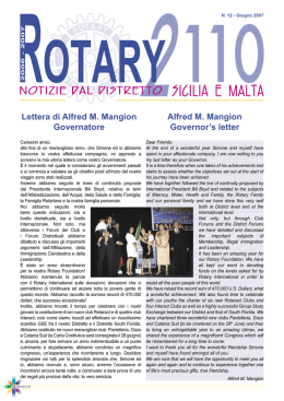 Lettera di Alfred M. Mangion Governatore Alfred M