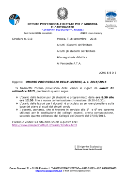 013 - Orario provvisorio n. 1 in vigore dal 21 set 2015
