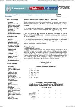 Indagine di gradimento su Pagine Giovani e Newsletter