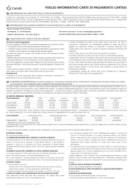 FOGLIO INFORMATIVO CARTE DI PAGAMENTO CARTASI