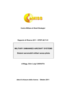 Military Unmanned Aircraft Systems. Sistemi aeromobili militari