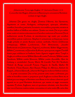 Johannis sine Terra regis Angliae 15&deg; Junii anno Domini 1215
