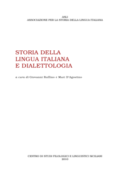 STORIA DELLA LINGUA ITALIANA E DIALETTOLOGIA