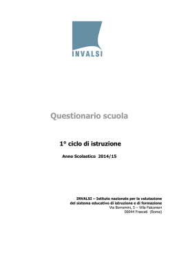 INVALSI - Questionario Scuola I ciclo a.s. 2014/15
