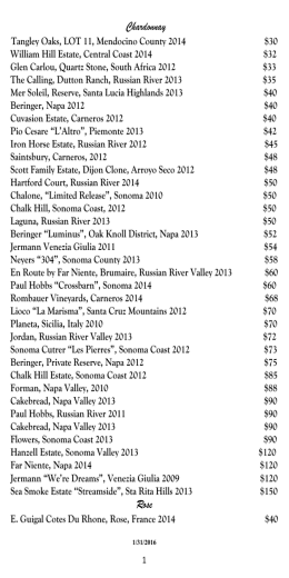 Wine List