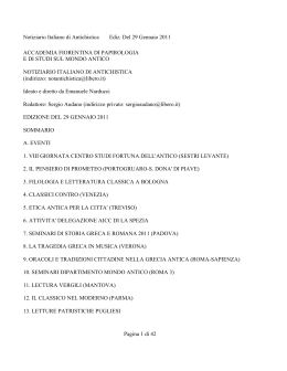 Notiziario Italiano di Antichistica Ediz. Del 29 Gennaio 2011