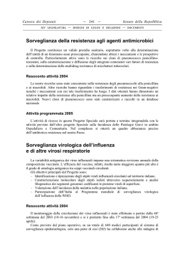 Sorveglianza della resistenza agli agenti antimicrobici Sorveglianza