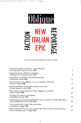 FACTION REPORTAGE NEW ITALIAN EPIC
