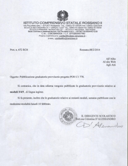 ISTITUTO COMPRENSI O STATALE ROSSANO Il