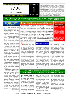 Numero 1 - Anno XVI 25 Gennaio 2007