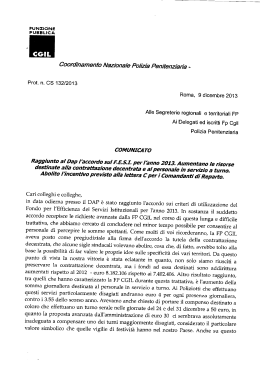 Comunicato sull`accordo sul FESI 2013