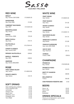 A3 Menu Drinks - Sasso Restaurant