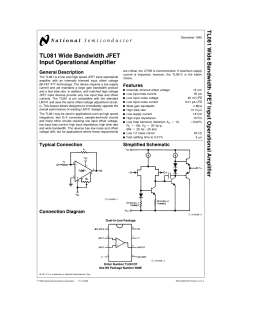 TL081 Wide Bandwidth JFET Input Operational Amplifier