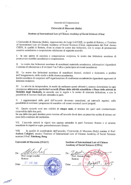Accordo di Cooperazione - Università degli Studi di Macerata