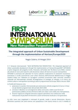 Il call for papers in italiano - Istituto Nazionale di Urbanistica
