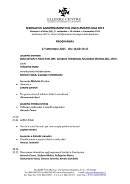 SEMINARI DI AGGIORNAMENTO IN ONCO