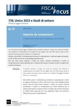 730, Unico 2015 e Studi di settore