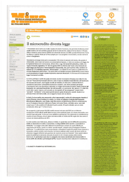 Il microcredito diventa legge