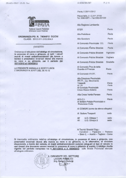 l`ordinanza per la provincia di Pavia