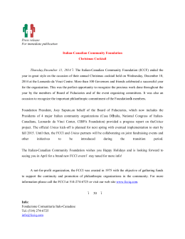 Press release For immediate publication Italian-Canadian