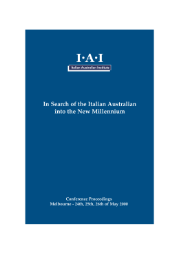 Cover and Index - The Italian Australian Institute