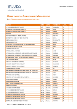 List of courses in English 2015-2016