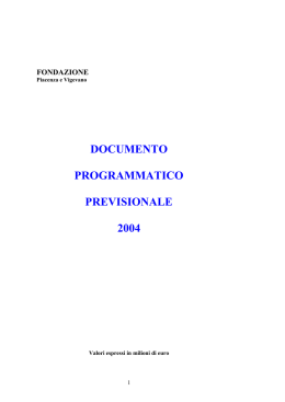 Piano annuale 2004 - Fondazione di Piacenza e Vigevano