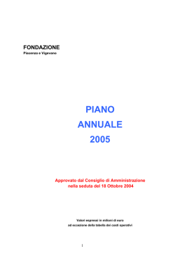 PIANO ANNUALE 2005 - Fondazione di Piacenza e Vigevano