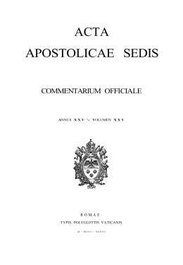 ACTA APOSTOLICAE SEDIS
