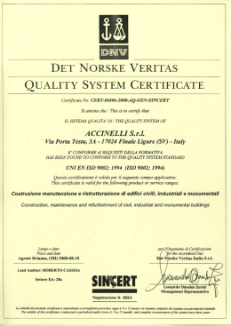 Certificazione Sistema Qualità: ISO 9002