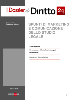 SPUNTI DI MARKETING E COMUNICAZIONE DELLO