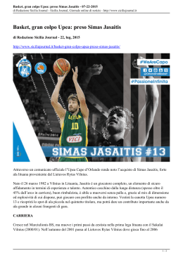Basket, gran colpo Upea: preso Simas Jasaitis - 07