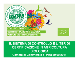 Il Sistema di controllo e l`iter di certificazione in agricoltura biologica