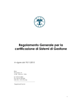 Regolamento Generale per la certificazione di Sistemi di Gestione