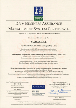 Certificazione ISO 18001